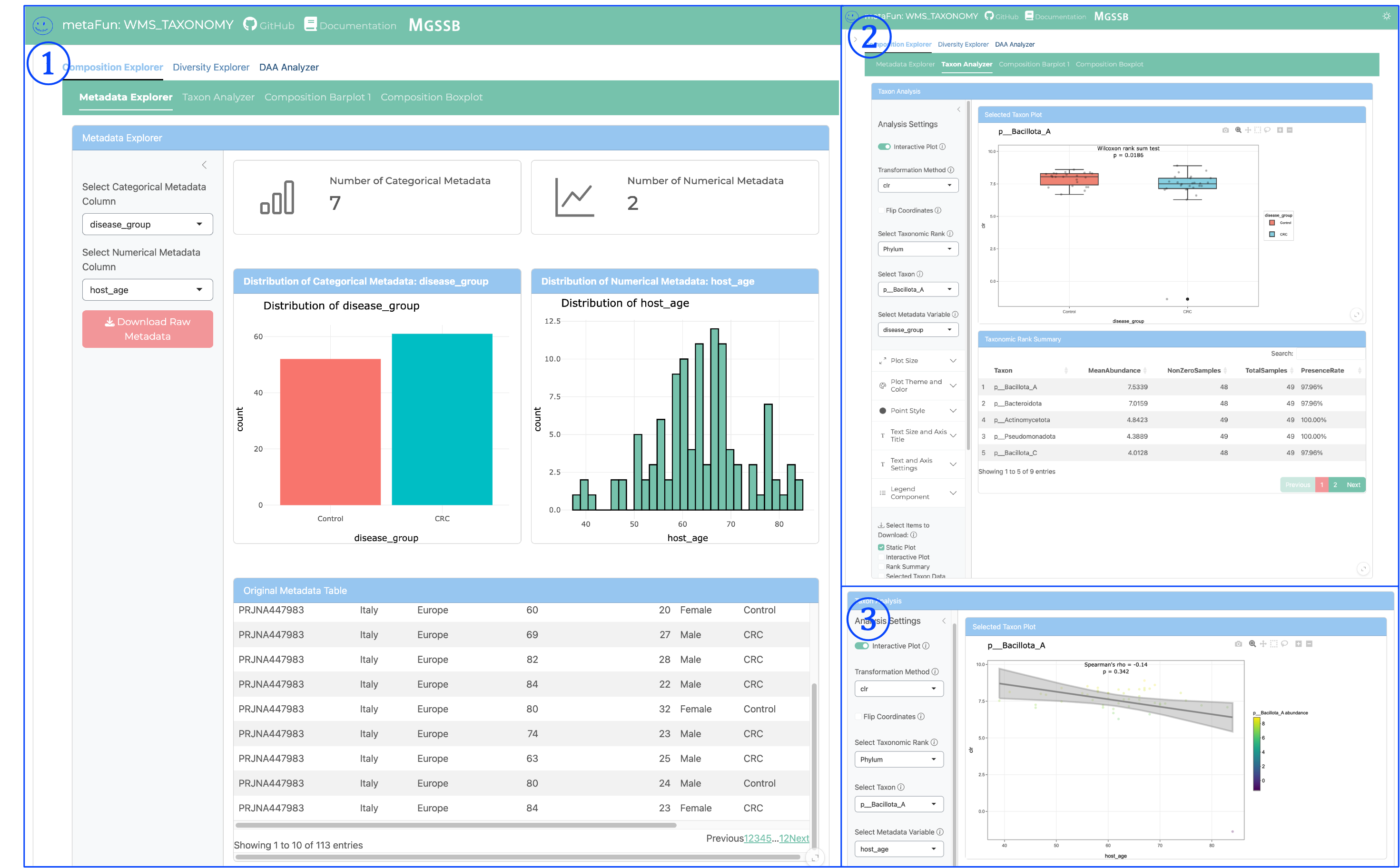 Taxon Analyzer Interface